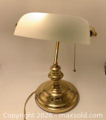MaxSold Auction: Vintage Brass Banker's Desk Lamp with Opaline Glass Shade - Vancouver (British Columbia, Canada) SELLER MANAGED Downsizing Online Auction - W20th Avenue (CONDO)