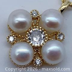 MaxSold Auction: Yellow Gold-Tone Akoya Pearl & Cubic Zirconia Pendant Necklace - Vancouver (British Columbia, Canada) SELLER MANAGED Downsizing Online Auction - W20th Avenue (CONDO)