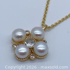 MaxSold Auction: Yellow Gold-Tone Akoya Pearl & Cubic Zirconia Pendant Necklace - Vancouver (British Columbia, Canada) SELLER MANAGED Downsizing Online Auction - W20th Avenue (CONDO)