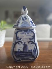 MaxSold Auction: Delft Blue & White Ceramic Covered Jar, Medium (8–12 in) - London (Ontario, Canada) SELLER MANAGED Downsizing Online Auction - Centre Street (CONDO)