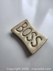 MaxSold Auction: Vintage Heavy & Solid Brass BOSS Paperweight  - London (Ontario, Canada) SELLER MANAGED Downsizing Online Auction - Centre Street (CONDO)