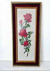MaxSold Auction: Vintage Rose Needlepoint in Layered Frame - London (Ontario, Canada) SELLER MANAGED Downsizing Online Auction - Centre Street (CONDO)