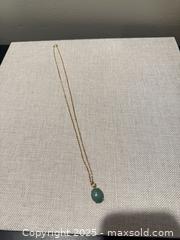 MaxSold Auction: 14kt gold necklace with green stone pendant  - Elgin (Ontario, Canada) SELLER MANAGED Estate Sale Online Auction - Main Street