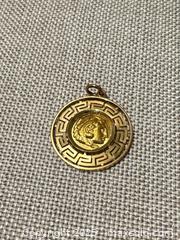 MaxSold Auction: Athena golden coin pendant with a Greek key border 18k gold  - Elgin (Ontario, Canada) SELLER MANAGED Estate Sale Online Auction - Main Street