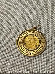 MaxSold Auction: Athena golden coin pendant with a Greek key border 18k gold  - Elgin (Ontario, Canada) SELLER MANAGED Estate Sale Online Auction - Main Street