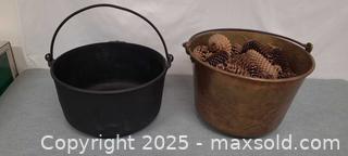 MaxSold Auction: Two Vintage Pots - Cast Iron Cauldron &#38; Copper-Plated Bucket - Toronto (Ontario, Canada) PARTNER MANAGED Reseller Online Auction - Queen Street West