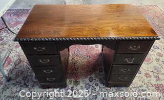 MaxSold Auction: Vintage solid wood WALNUT desk 8 drawers - Toronto (Ontario, Canada) PARTNER MANAGED Reseller Online Auction - Queen Street West