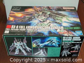 MaxSold Auction: Vintage Gundam RX-0 Full Armor Unicorn Destroy Mode Unused in Box  - Toronto (Ontario, Canada) SELLER MANAGED Downsizing Online Auction - McAdam Avenue