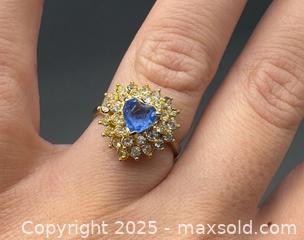 MaxSold Auction: Gold plated sapphire & crystal ring  - Markham (Ontario, Canada) PARTNER MANAGED Downsizing Online Auction - Loring Crescent