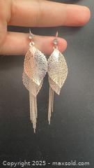 MaxSold Auction: Pair of silver filigree leaf drop earrings  - Markham (Ontario, Canada) PARTNER MANAGED Downsizing Online Auction - Loring Crescent