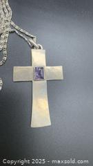 MaxSold Auction: Sterling silver amethyst cross pendant & chain  - Markham (Ontario, Canada) PARTNER MANAGED Downsizing Online Auction - Loring Crescent