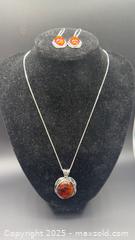 MaxSold Auction: Sterling silver Baltic amber pendant and earrings set - Markham (Ontario, Canada) PARTNER MANAGED Downsizing Online Auction - Loring Crescent