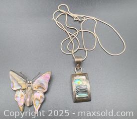 MaxSold Auction: Sterling silver butterfly brooch & pendant with necklace  - Markham (Ontario, Canada) PARTNER MANAGED Downsizing Online Auction - Loring Crescent