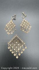 MaxSold Auction: Sterling silver filigree earrings & brooch set  - Markham (Ontario, Canada) PARTNER MANAGED Downsizing Online Auction - Loring Crescent