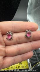 MaxSold Auction: Sterling silver filigree stud with pink stones  - Markham (Ontario, Canada) PARTNER MANAGED Downsizing Online Auction - Loring Crescent