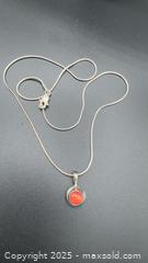 MaxSold Auction: Sterling silver necklace with Dainty Red Coral Pendant - Markham (Ontario, Canada) PARTNER MANAGED Downsizing Online Auction - Loring Crescent