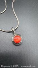 MaxSold Auction: Sterling silver necklace with Dainty Red Coral Pendant - Markham (Ontario, Canada) PARTNER MANAGED Downsizing Online Auction - Loring Crescent