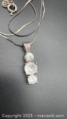 MaxSold Auction: Sterling silver three-stone drop pendant necklace - Markham (Ontario, Canada) PARTNER MANAGED Downsizing Online Auction - Loring Crescent