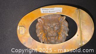 MaxSold Auction: Vintage solid brass lion head belt buckle - Markham (Ontario, Canada) PARTNER MANAGED Downsizing Online Auction - Loring Crescent