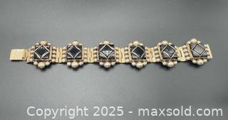MaxSold Auction: Vintage sterling silver and black onyx panel link bracelet - Markham (Ontario, Canada) PARTNER MANAGED Downsizing Online Auction - Loring Crescent