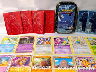 MaxSold Auction: POKEMON CARD LOT WITH TIN AND PROTECTIVE SLEEVES - Kingston (Ontario, Canada) SELLER MANAGED Downsizing Online Auction - Rosemund Crescent