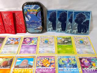 MaxSold Auction: POKEMON CARD LOT WITH TIN AND PROTECTIVE SLEEVES - Kingston (Ontario, Canada) SELLER MANAGED Downsizing Online Auction - Rosemund Crescent