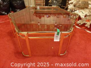 MaxSold Auction: 1970s Hollywood Regency brass and smoked glass coffee table - London (Ontario, Canada) PARTNER MANAGED Estate Sale Online Auction - Alayne Crescent