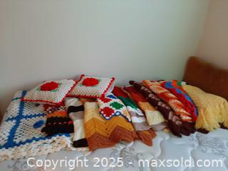 MaxSold Auction: Eleven handade crochet blankets & two pillows - London (Ontario, Canada) PARTNER MANAGED Estate Sale Online Auction - Alayne Crescent
