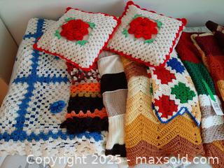 MaxSold Auction: Eleven handade crochet blankets & two pillows - London (Ontario, Canada) PARTNER MANAGED Estate Sale Online Auction - Alayne Crescent