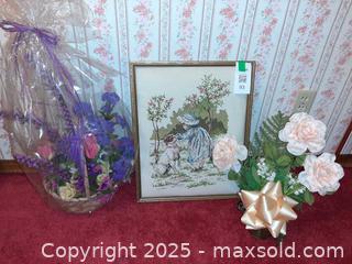 MaxSold Auction: Framed cross-stitch picture titled "Girl With Dog" by Lanarte - London (Ontario, Canada) PARTNER MANAGED Estate Sale Online Auction - Alayne Crescent