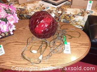 MaxSold Auction: Mid-century modern red glass globe swag lamp - London (Ontario, Canada) PARTNER MANAGED Estate Sale Online Auction - Alayne Crescent