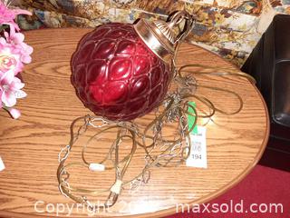 MaxSold Auction: Mid-century modern red glass globe swag lamp - London (Ontario, Canada) PARTNER MANAGED Estate Sale Online Auction - Alayne Crescent