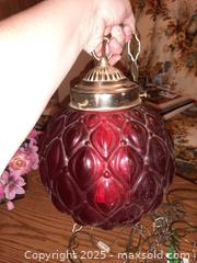 MaxSold Auction: Mid-century modern red glass globe swag lamp - London (Ontario, Canada) PARTNER MANAGED Estate Sale Online Auction - Alayne Crescent