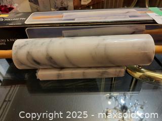 MaxSold Auction: *NEW* marble rolling pin with wooden handles on a marble stand - London (Ontario, Canada) PARTNER MANAGED Estate Sale Online Auction - Alayne Crescent