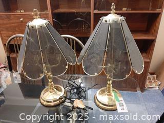 MaxSold Auction: Pair of vintage brass-finish touch lamps with smoked glass panels - London (Ontario, Canada) PARTNER MANAGED Estate Sale Online Auction - Alayne Crescent