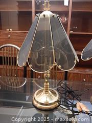 MaxSold Auction: Pair of vintage brass-finish touch lamps with smoked glass panels - London (Ontario, Canada) PARTNER MANAGED Estate Sale Online Auction - Alayne Crescent