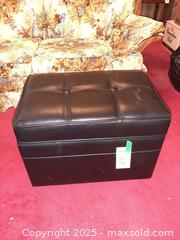 MaxSold Auction: Storage bench in black bicast leather - London (Ontario, Canada) PARTNER MANAGED Estate Sale Online Auction - Alayne Crescent