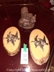 MaxSold Auction: Thorn Arts carved sculpture candle featuring an adult deer and a fawn and wall plaques - London (Ontario, Canada) PARTNER MANAGED Estate Sale Online Auction - Alayne Crescent