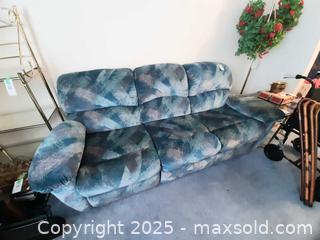 MaxSold Auction: Three-seater reclining sofa in a multi-color patterned fabric - London (Ontario, Canada) PARTNER MANAGED Estate Sale Online Auction - Alayne Crescent