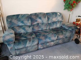 MaxSold Auction: Three-seater reclining sofa in a multi-color patterned fabric - London (Ontario, Canada) PARTNER MANAGED Estate Sale Online Auction - Alayne Crescent