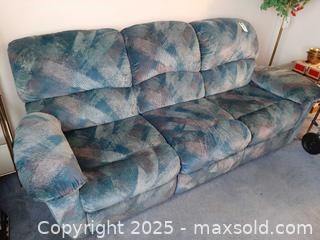 MaxSold Auction: Three-seater reclining sofa in a multi-color patterned fabric - London (Ontario, Canada) PARTNER MANAGED Estate Sale Online Auction - Alayne Crescent