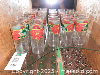 MaxSold Auction: Twelve Hazel Atlas "Poinsettia" pattern tumblers  - London (Ontario, Canada) PARTNER MANAGED Estate Sale Online Auction - Alayne Crescent