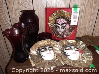 MaxSold Auction: Venetian-style masquerade masks and ruby red glassware - London (Ontario, Canada) PARTNER MANAGED Estate Sale Online Auction - Alayne Crescent