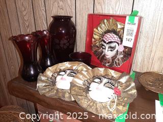 MaxSold Auction: Venetian-style masquerade masks and ruby red glassware - London (Ontario, Canada) PARTNER MANAGED Estate Sale Online Auction - Alayne Crescent