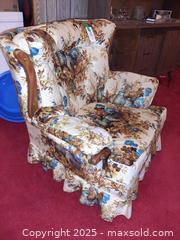 MaxSold Auction: Vintage floral print armchair with a ruffled skirt - London (Ontario, Canada) PARTNER MANAGED Estate Sale Online Auction - Alayne Crescent