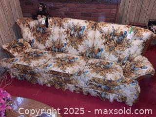 MaxSold Auction: Vintage floral print sofa with a ruffled skirt - London (Ontario, Canada) PARTNER MANAGED Estate Sale Online Auction - Alayne Crescent