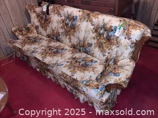 MaxSold Auction: Vintage floral print sofa with a ruffled skirt - London (Ontario, Canada) PARTNER MANAGED Estate Sale Online Auction - Alayne Crescent