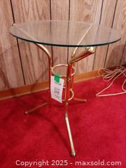 MaxSold Auction: Vintage mid-century modern brass and glass side or end table - London (Ontario, Canada) PARTNER MANAGED Estate Sale Online Auction - Alayne Crescent