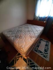 MaxSold Auction: Vintage velour fabric upholstered queen sized headboard, rails, mattress and boxspring - London (Ontario, Canada) PARTNER MANAGED Estate Sale Online Auction - Alayne Crescent