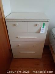 MaxSold Auction: White wooden chest of drawers or dresser - London (Ontario, Canada) PARTNER MANAGED Estate Sale Online Auction - Alayne Crescent